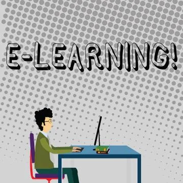 Handwriting text E Learning. Concept meaning Education by the internet Distant 스톡 일러스트