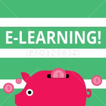 Handwriting text E Learning. Concept meaning Education by the internet Distant Stock Illustration