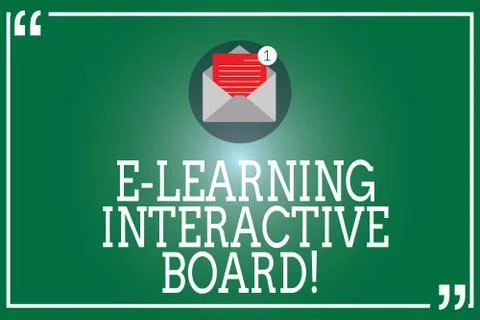 Handwriting text E Learning Interactive Board. Concept meaning integrated set of 스톡 일러스트