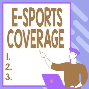 Handwriting text E Sports Coverage. Word Written on Reporting live on latest Stock Illustration