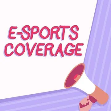 Handwriting text E Sports Coverage. Internet Concept Reporting live on latest Stock Illustration