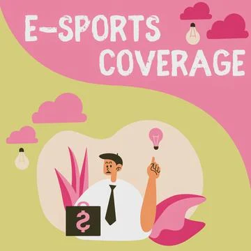 Handwriting text E Sports Coverage. Word for Reporting live on latest sports Stock Illustration