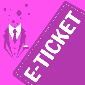 Handwriting text E Ticket. Word Written on Digital ticket that is as valid as a Stock Illustration