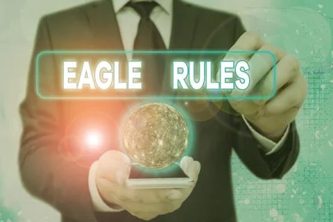 Handwriting text Eagle Rules. Concept meaning a huge set of design rules which Stock Photos