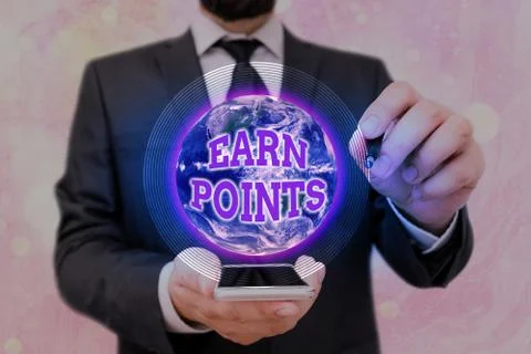 Handwriting text Earn Points. Concept meaning collecting scores in order qualify Fotos de archivo