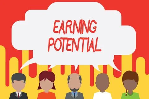 Handwriting text Earning Potential. Concept meaning Top salary for a particular Stock Illustration