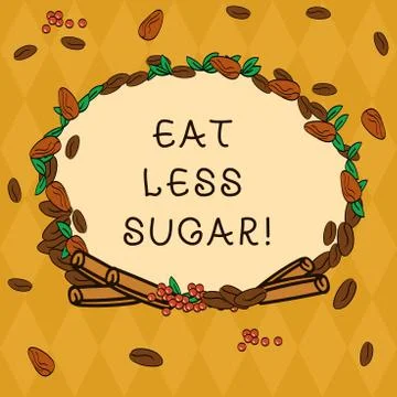 Handwriting text Eat Less Sugar. Concept meaning Reduction of eating sweets 库存插图