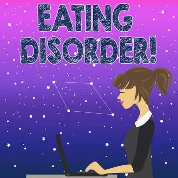 Handwriting text Eating Disorder. Concept meaning characterized by abnormal or Stock Illustration