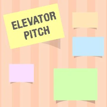 Handwriting text Elevator Pitch. Concept meaning A persuasive sales pitch Brief Illustrazione stock