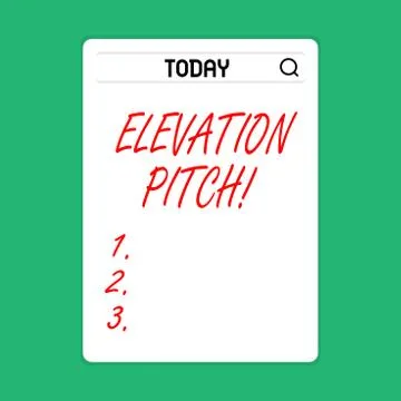 Handwriting text Elevator Pitch. Concept meaning short description of product Stock Illustration