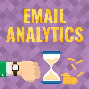Handwriting text Email Analytics. Word for way to break down open rate to give Stock Illustration