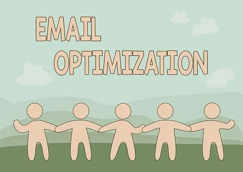 Handwriting text Email Optimization. Business overview email marketer to Illustrazione stock