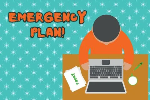 Handwriting text Emergency Plan. Concept meaning actions developed to mitigate Illustrazione stock