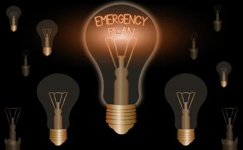 Handwriting text Emergency Plan. Concept meaning procedures for handling sudden Illustration