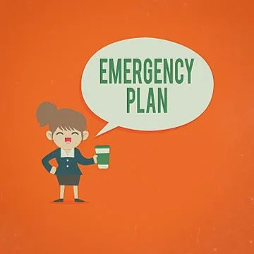 Handwriting text Emergency Plan. Concept meaning procedures for handling sudden Illustration