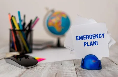 Handwriting text Emergency Plan. Concept meaning actions developed to mitigate 스톡 사진