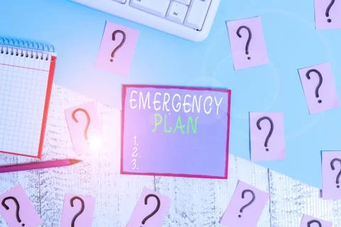 Handwriting text Emergency Plan. Concept meaning procedures for handling sudden Photos