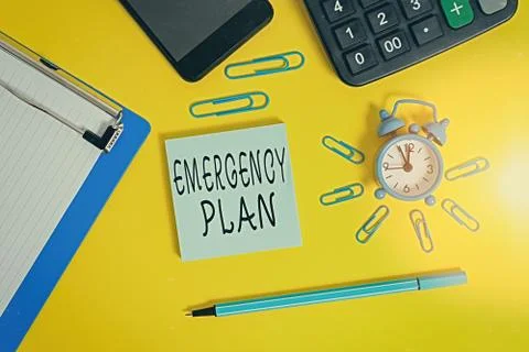 Handwriting text Emergency Plan. Concept meaning actions developed to mitigate Foto stock