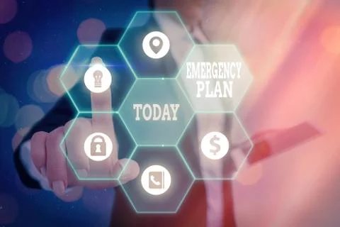 Handwriting text Emergency Plan. Concept meaning procedures for handling sudden Photos