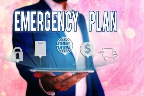 Handwriting text Emergency Plan. Concept meaning procedures for handling sudden Photos