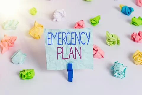 Handwriting text Emergency Plan. Concept meaning procedures for handling sudden Photos