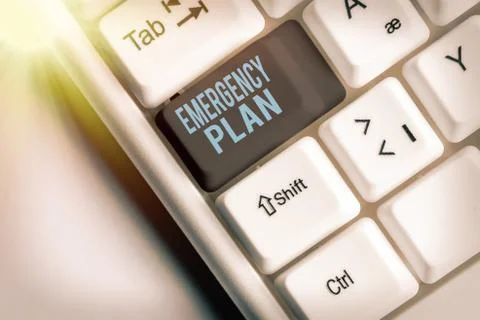 Handwriting text Emergency Plan. Concept meaning procedures for handling sudden Photos