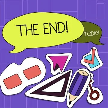 Handwriting text The End. Concept meaning Conclusion of time for something Illustration