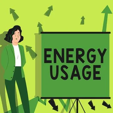 Handwriting text Energy Usage. Concept meaning Amount of energy consumed or used Illustration