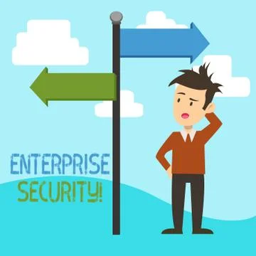Handwriting text Enterprise Security. Concept meaning decreasing the risk of Stock Illustration