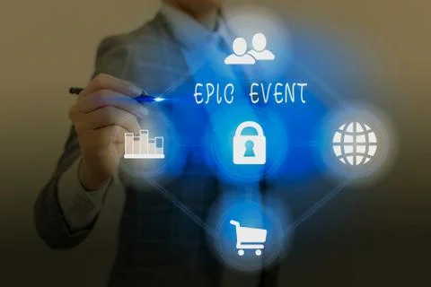 Handwriting text Epic Event. Concept meaning pertaining to a long poetic Stock Photos