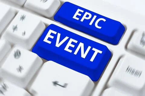 Handwriting text Epic Event. Concept meaning pertaining to a long poetic Foto stock