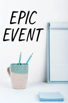 Handwriting text Epic Event. Concept meaning pertaining to a long poetic Foto stock