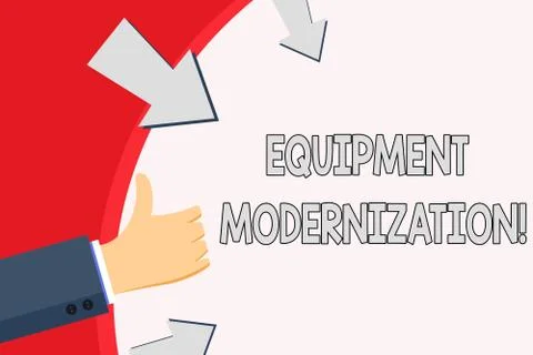 Handwriting text Equipment Modernization. Concept meaning changing product se Illustrazione stock