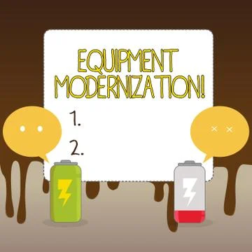 Handwriting text Equipment Modernization. Concept meaning changing product se Illustrazione stock