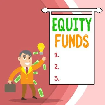 Handwriting text Equity Funds. Concept meaning type of mutual fund that buys Stock Illustration
