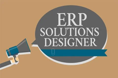 Handwriting text Erp Solutions Designer. Concept meaning elegant optimized mo 스톡 일러스트