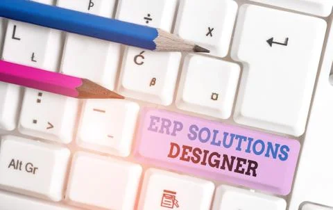 Handwriting text Erp Solutions Designer. Concept meaning elegant optimized Stock Photos