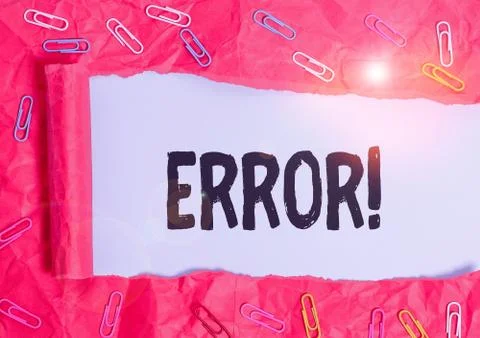 Handwriting text Error. Concept meaning state or condition of being wrong in Foto stock