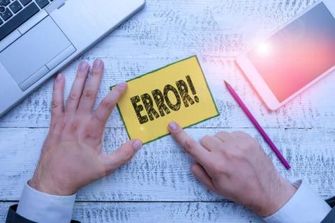 Handwriting text Error. Concept meaning state or condition of being wrong in 스톡 사진