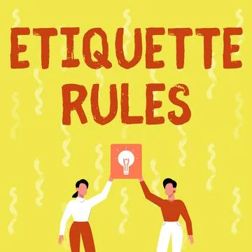 Handwriting text Etiquette Rules. Internet Concept customs that control accepted Illustrazione stock