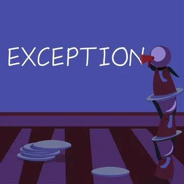 Handwriting text Exception. Word Written on person or thing that is excluded Stock Illustration