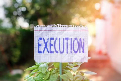 Handwriting text Execution. Concept meaning it executes or imposes a program 写真素材