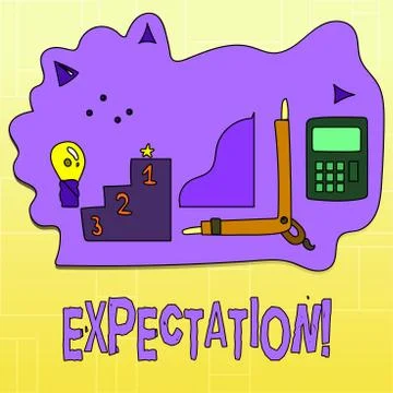 Handwriting text Expectation. Concept meaning Meteorological research analyst Stock Illustration