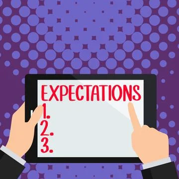 Handwriting text Expectations. Business idea Strong belief that something will Stock Illustration
