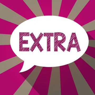 Handwriting text Extra. Concept meaning Added to existing or usual amount number Ilustração Stock