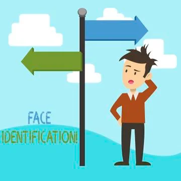 Handwriting text Face Identification. Concept meaning analyzing patterns based Stock Illustration