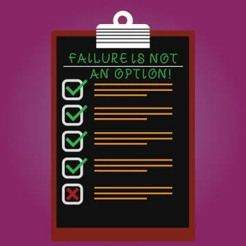 Handwriting text Failure Is Not An Option. Concept meaning Do not allow fail 스톡 일러스트