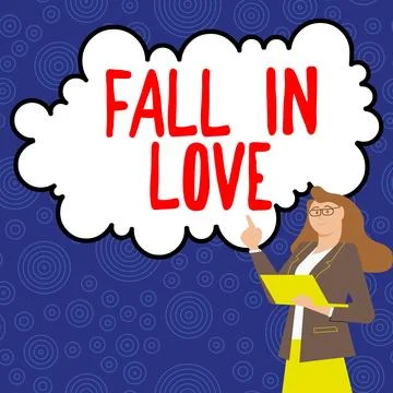 Handwriting text Fall In Love. Concept meaning Charmed or captivated with Stock Illustration