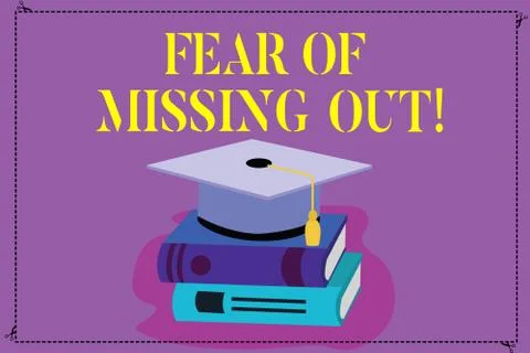 Handwriting text Fear Of Missing Out. Concept meaning Afraid of losing something Stock Illustration