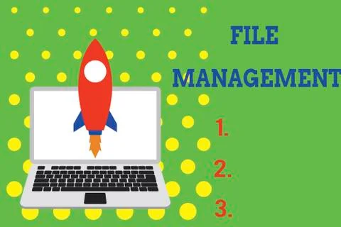 Handwriting text File Management. Concept meaning computer program that provides Illustrazione stock